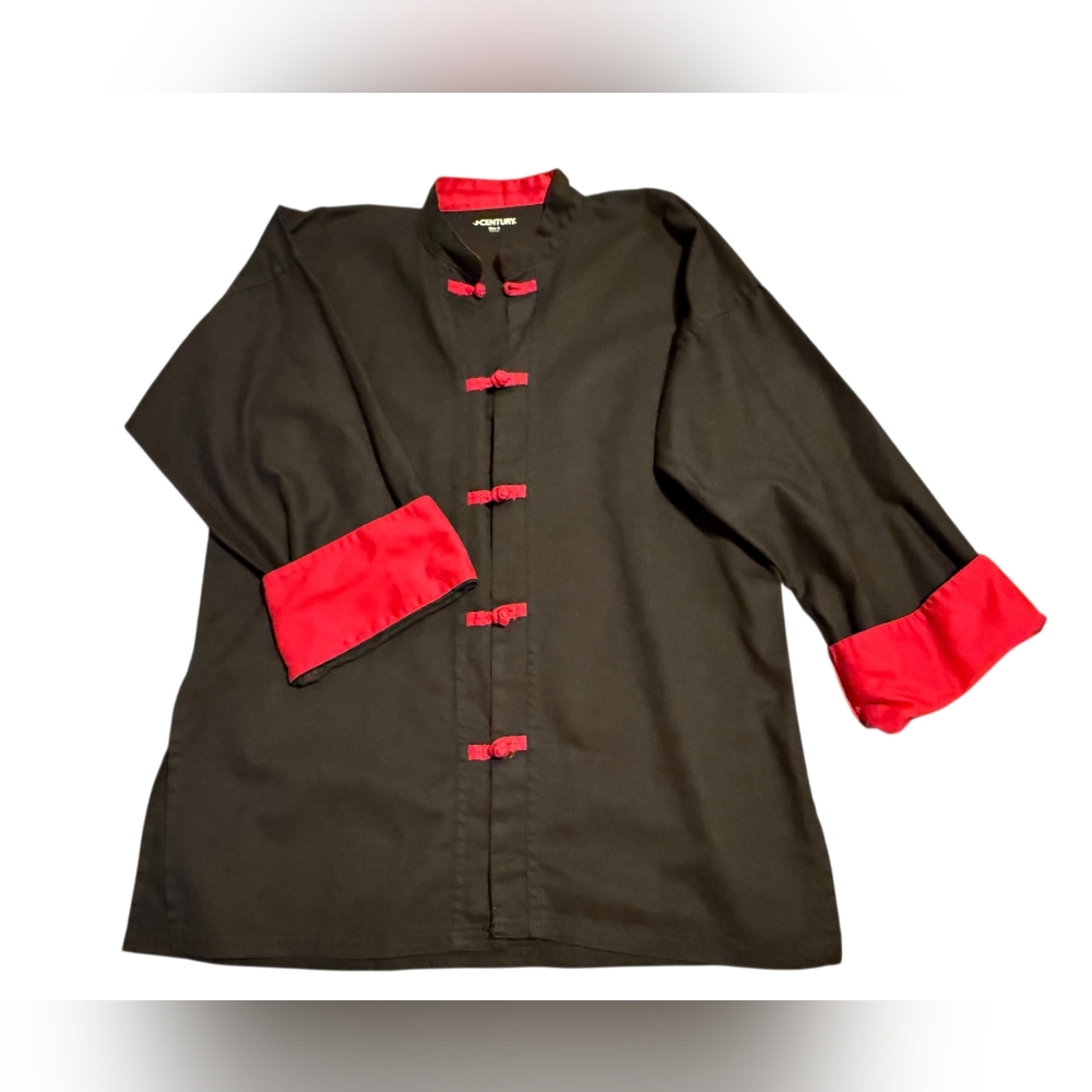 Century Uniform Black & Red Button-Up Kung Fu Jacket Size 5 Unform EUC